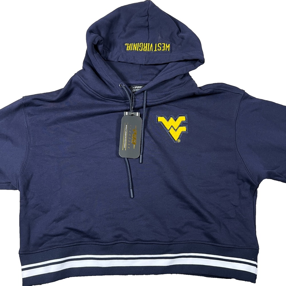 Pro Standard Womens Medium Blue West Virginia Mountaineers Cropped Hoodie NWT‎